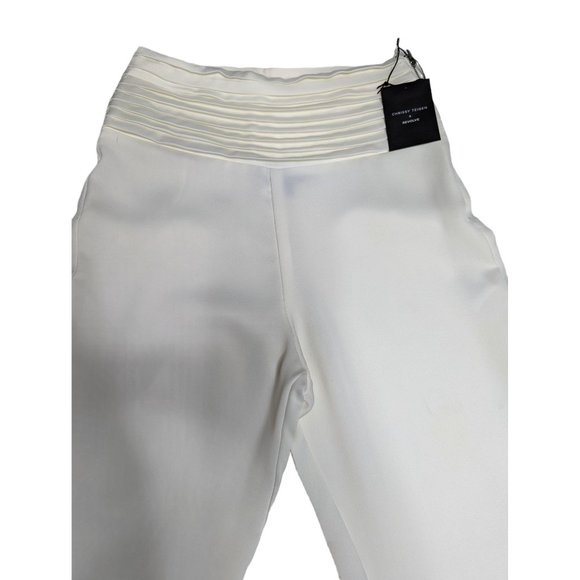 Chrissy Teigen Pants Ivory Satin Revolve Wat Phra High Waist Skinny Pin Tuck XXS - Picture 5 of 6